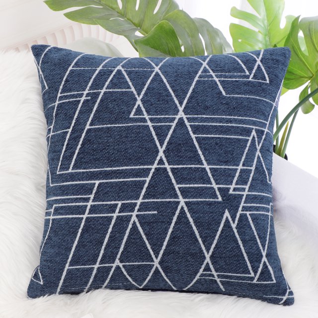 PiccoCasa 18"x18" Polyester Sofa Throw Pillow Cover, Navy Blue