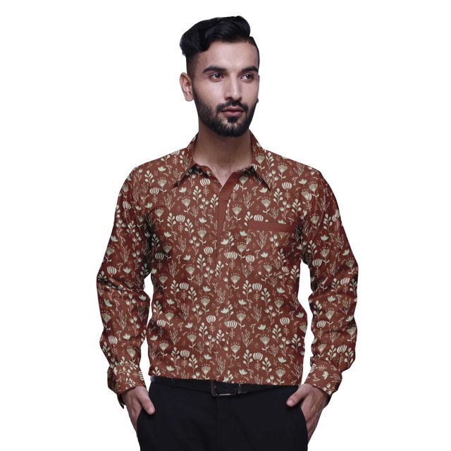 BESTMAN Chemise Décontractée Imprimée pour Hommes Coupe Ajustée à Boutons Manches Longues