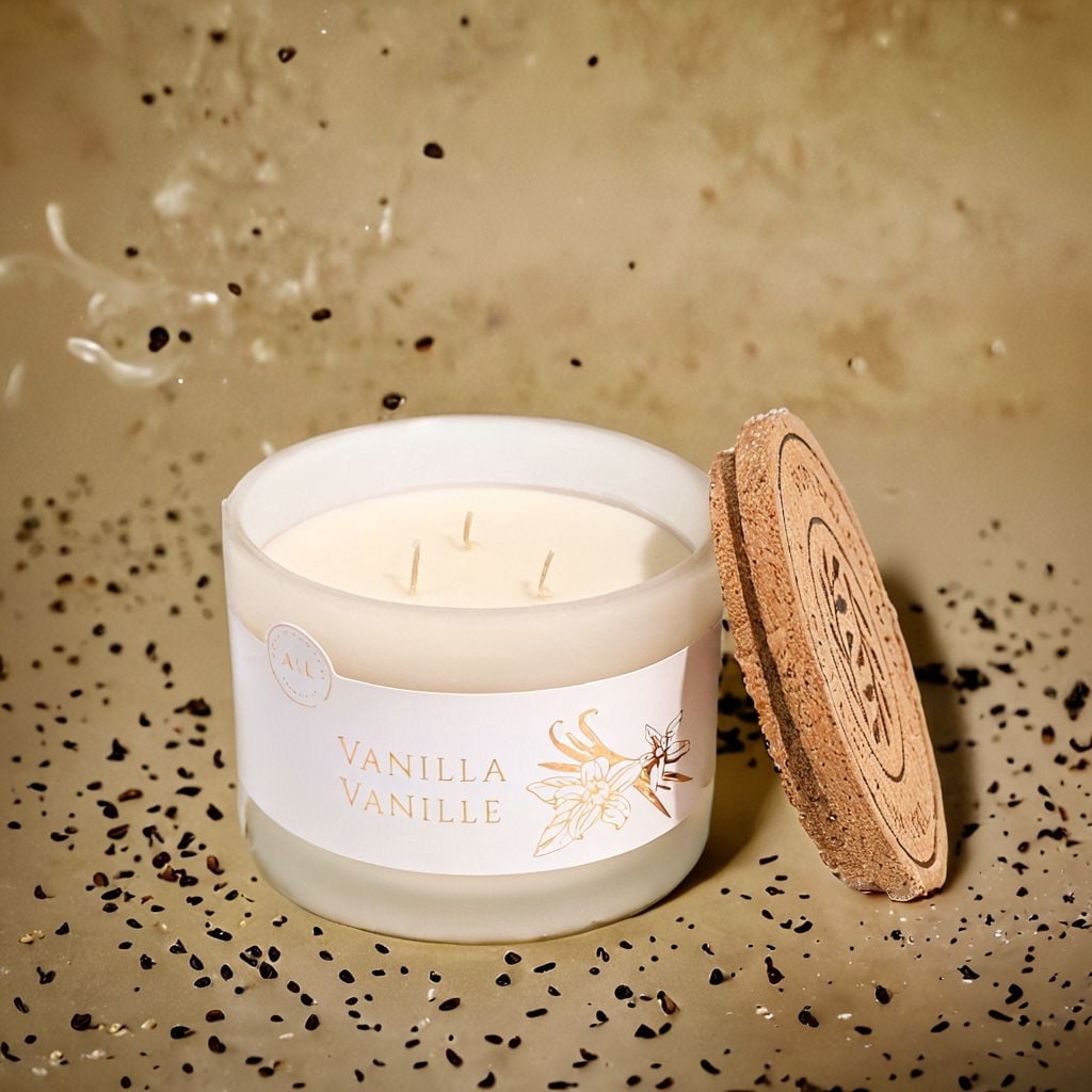 Aroma Light 12OZ Vanilla Soy Wax Blended Scented Candle, 3 mèche de coton