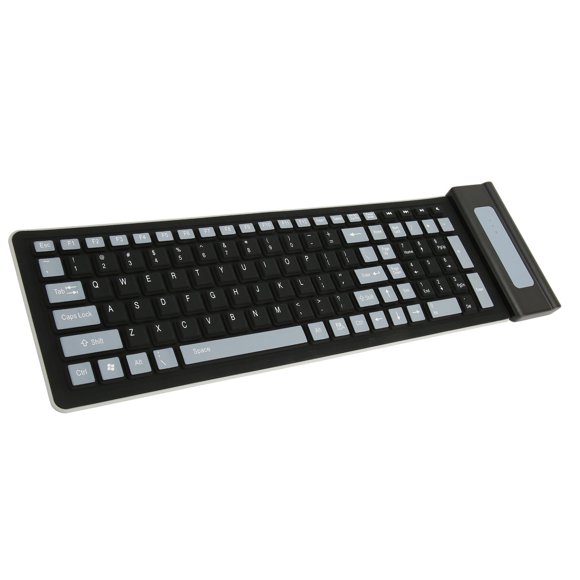 Foldable Silicone Keyboard, 107 Keys USB Rollup Keyboard, Waterproof, Dust Proof and Crumb Proof Soft Touch Keyboard, Silent and Portable for PC, Notebook, Laptop