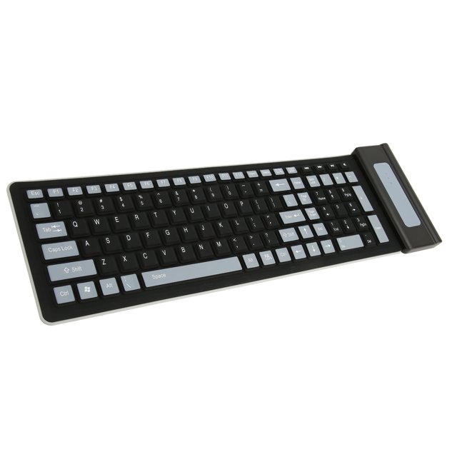 Foldable Silicone Keyboard, 107 Keys USB Rollup Keyboard, Waterproof, Dust Proof and Crumb Proof Soft Touch Keyboard, Silent and Portable for PC, Notebook, Laptop