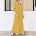 thumbnail image 1 of Meichang Robes Chemises en Coton pour Femmes Décontractées Amples à Boutons Robes Maxi à Manches Longues à Col à Revers Robes Unies Légères Confortables pour la Plage et les Vacances avec 2 Poches Jaune TG, 1 of 8