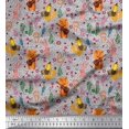 thumbnail image 1 of Soimoi Cotton Cambric Fabric Floral,Musical Instruments & Animals Cartoon Printed Craft Fabric by The Yard 42 Inch Wide, 1 of 3