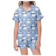 thumbnail image 1 of WEAIXIMIUNG Ensemble de Pyjama pour Enfants de Noël Classique à Imprimé, Chemise à Col Boutonnée à Manches Courtes et Short 2-3 Ans, 1 of 6