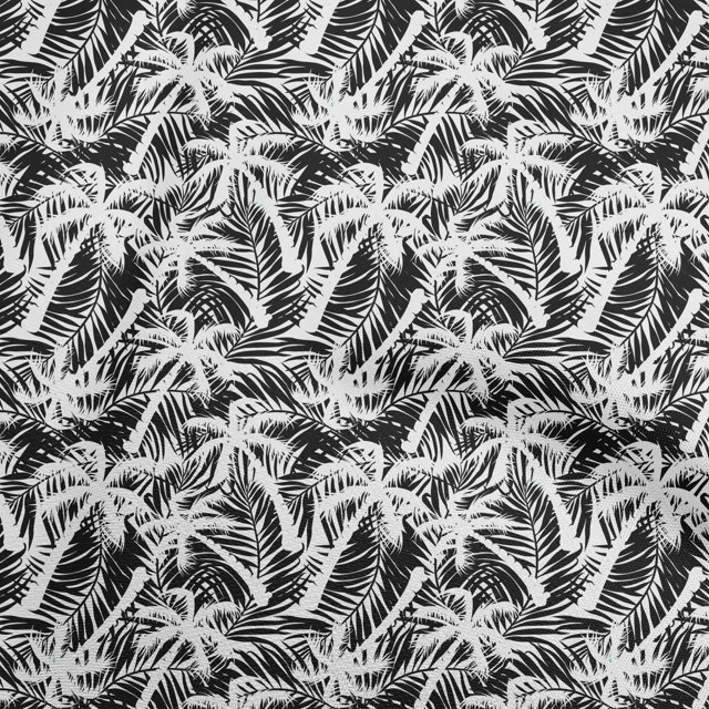 oneOone Rayon Black Fabric Tropical Palm Tree Craft Projects Decor Fabric Printed By The Yard 56 Inch Wide