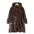 thumbnail image 1 of Women Printed Button Plush Tops Hooded Loose Cardigan Wool Coat Winter Jacket, 1 of 9