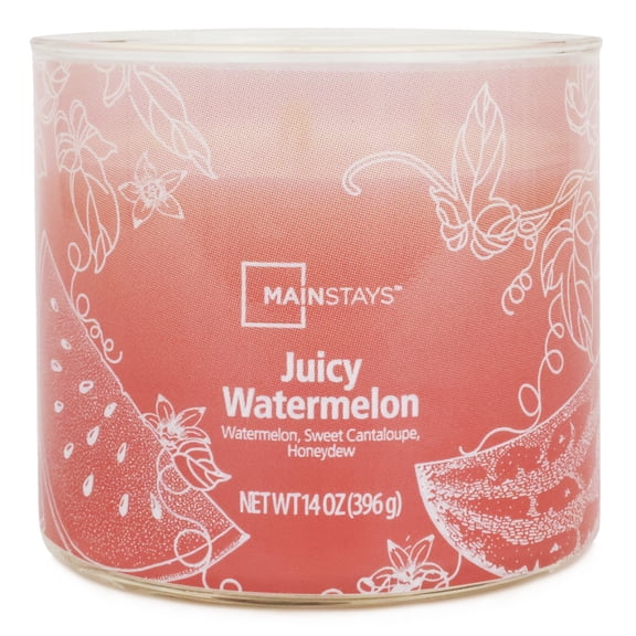 Bougie parfumée Mainstays à 3 mèches, enveloppée texturée à la pastèque juteuse, 14 oz