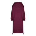 thumbnail image 3 of TINZ Robes Chandails d'Automne pour Femmes Décontractées à Manches Longues Amples Chandails à Capuchon à Enfiler avec Cordon Ourlet Fendu Robe Midi Femmes Chandails à Capuchon Lourds Chandail pour Femmes Couleur Unie à Cordon Chandail à Capuchon Décontracté, 3 of 4