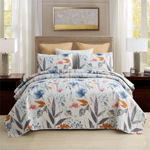 MERRY HOME King Quilt Set 3-Piece King Size Quilt Set with 2 Pillow Shams- Boho Reversible Soft and Lightweight King Quilt Bedding Bedspread Coverlet Set