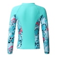 thumbnail image 2 of Riismen Girls Long Sleeve Rash Guard Shirts Vest Summer Beachwear Sun Protection Swim Coat Quickly Drying Swimming Costume Green 12, 2 of 7