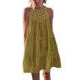 thumbnail image 1 of Penkiiy Robe d'Été pour Femme à Découpes, Dos Nu, Décontractée, Sans Manches, Ligne A, à Étages, Évasée, Robe de Plage/vacances, Mini, L Vert, 1 of 7