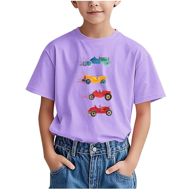 WRKEKC T-Shirts d'Été pour Garçons, T-Shirts Décontractés pour Garçons, T-Shirts Polyvalents Décontractés à Manches Courtes pour Enfants avec Motif Imprimé et Col Rond