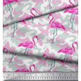 thumbnail image 2 of Soimoi Poly Georgette Fabric Camouflage Texture & Flamingo Bird Fabric Prints by Yard 42 Inch Wide, 2 of 3