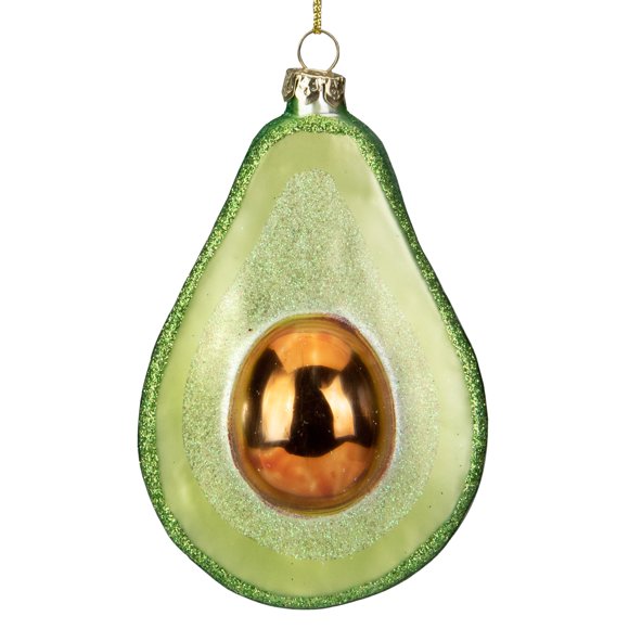 Northlight 4.5" Green and Yellow Glass Avocado Christmas Ornament