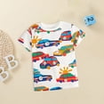 thumbnail image 2 of Hauts d'Été pour Garçons Tout-Petits T-Shirts Manches Courtes Décontracté Graphique Voiture Col Rond T-Shirt Printemps pour Garçon 2-3T, 2 of 6