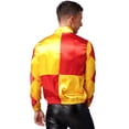 thumbnail image 2 of Oyolan Veste de Course pour Hommes avec Fermeture Éclair avant en Satin, Manteau Habillé Jaune&Rouge 3TG, 2 of 7