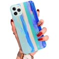 thumbnail image 1 of Compatible with iPhone Case,Bling Glitter Rainbow Pattern Hard PC Back Stripe Girls Woman Frosted Soft TPU Bumper Silicone Case for iPhone XS MAX (Light Blue), 1 of 8