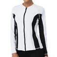 thumbnail image 1 of Charmo Womens Long Sleeve Rashguard Swimsuit Zip Front Color Block Tankini Sun Protection Rash Guard, 1 of 5
