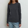 thumbnail image 4 of MeetoTime Women's Cotton Long Sleeve T-Shirt Basic Round Neck Solid Color Comfortable Pullover Tops, 4 of 5