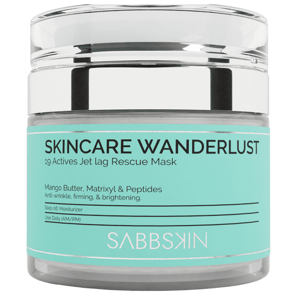 Sabbskin 19 Actives Face Cream Hydration Jetlag Mask with La Mer Blend, Peptides - Revitalizing Moisturizer for Face to Fight Dryness, Wrinkle Look, Blue Light, & Fatigue Skin - Men & Women -50ml