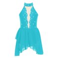 thumbnail image 1 of RUNQHUI Robe de Danse Lyrique pour Filles Enfants Sans Manches Dos Nu avec Strass Bleu Vert 16, 1 of 5