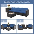 thumbnail image 4 of Costway Ensemble de Mobilier d'Extérieur en Rotin pour Patio 8 Pcs avec Coussins Causeuse Table de Rangement Bleu Marine, 4 of 10