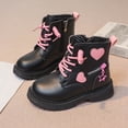 thumbnail image 2 of Children's Winter Leather Lace Up Stylish Color Matching Side Zipper Boots, 2 of 9