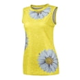 thumbnail image 4 of Débardeur pour Femmes Hauts d'Été Col Rond Imprimé Marguerites Sans Manches T-Shirts Débardeur Blouse Graphique, 4 of 6