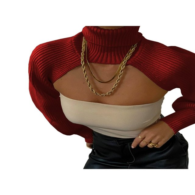 Pull-over Femme Pull à Col Haut Manches Longues Pull en Maille