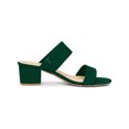 thumbnail image 3 of BLISSFUL STEP Women's Shoes Dual Straps Mid Chunky Heel Slide Sandals Green 7, 3 of 8
