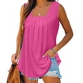 thumbnail image 2 of Timegard Womens Tank Tops Solid Color Square Neck Pleated Sleeveless Dressy Casual Tunic Top Basic Tee, 2 of 6