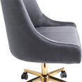 thumbnail image 3 of Meridian Furniture Karina Fauteuil de Bureau Pivotant Réglable en Velours Gris et Or, 3 of 12