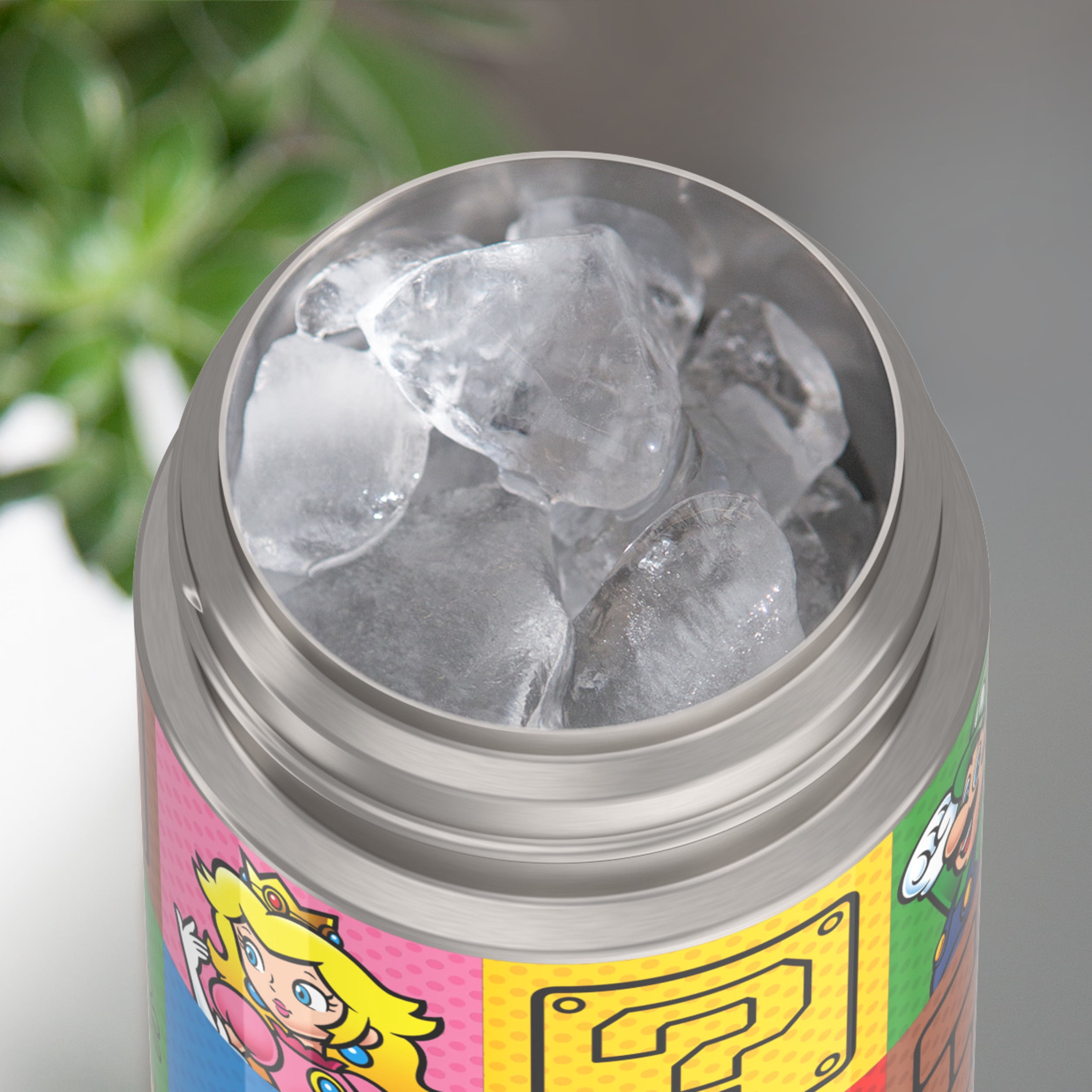 Thermos Kids Vacuum Insulated Funtainer Water Bottle with Flip Up Straw, 355ml, Super Mario, Back to School Supplies