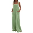 thumbnail image 1 of Kmbangi Women’s Casual Button Wide Leg Suspender Overalls with Pockets Fashion Solid Color Jumpsuit, 1 of 9
