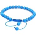 thumbnail image 1 of Natural Turquoise Howlite Gemstone 6mm Round Beads Adjustable Bracelet 7" Unisex, 1 of 3