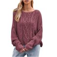 thumbnail image 1 of Hauts d'Automne pour Femmes Chandail Torsadé pour Femmes Chandails Décontractés Surdimensionnés Col Rond Manches Longues Chandail d'Automne Chandail à Enfiler pour Femmes Hauts à Manches Longues pour Femmes Chandails S-2 Rouge-A L, 1 of 3