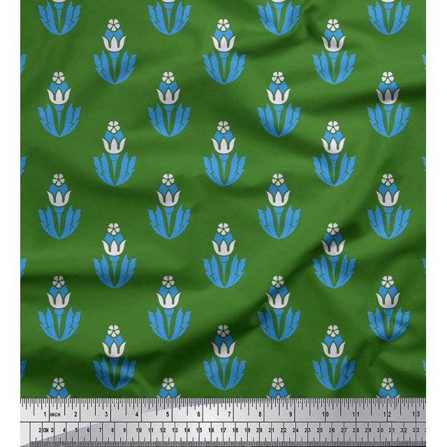 Soimoi Velvet Fabric Leaves & Floral Artistic Decor Fabric Printed Yard 58 Inch Wide