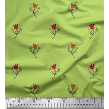 Soimoi Velvet Fabric Leaves & Floral Block Decor Fabric Printed Yard 58 Inch Wide