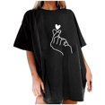 thumbnail image 1 of Hauts d'Été pour Femmes 2023 Mode pour Femmes Imprimé Love Col Rond Ample T-shirt à Manches Courtes Haut Blouse Chandail, 1 of 5