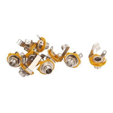 Unique Bargains Guitar Metal Electric Mono Input or Output Jack Socket 6.35mm 1/4inches 9 Pcs
