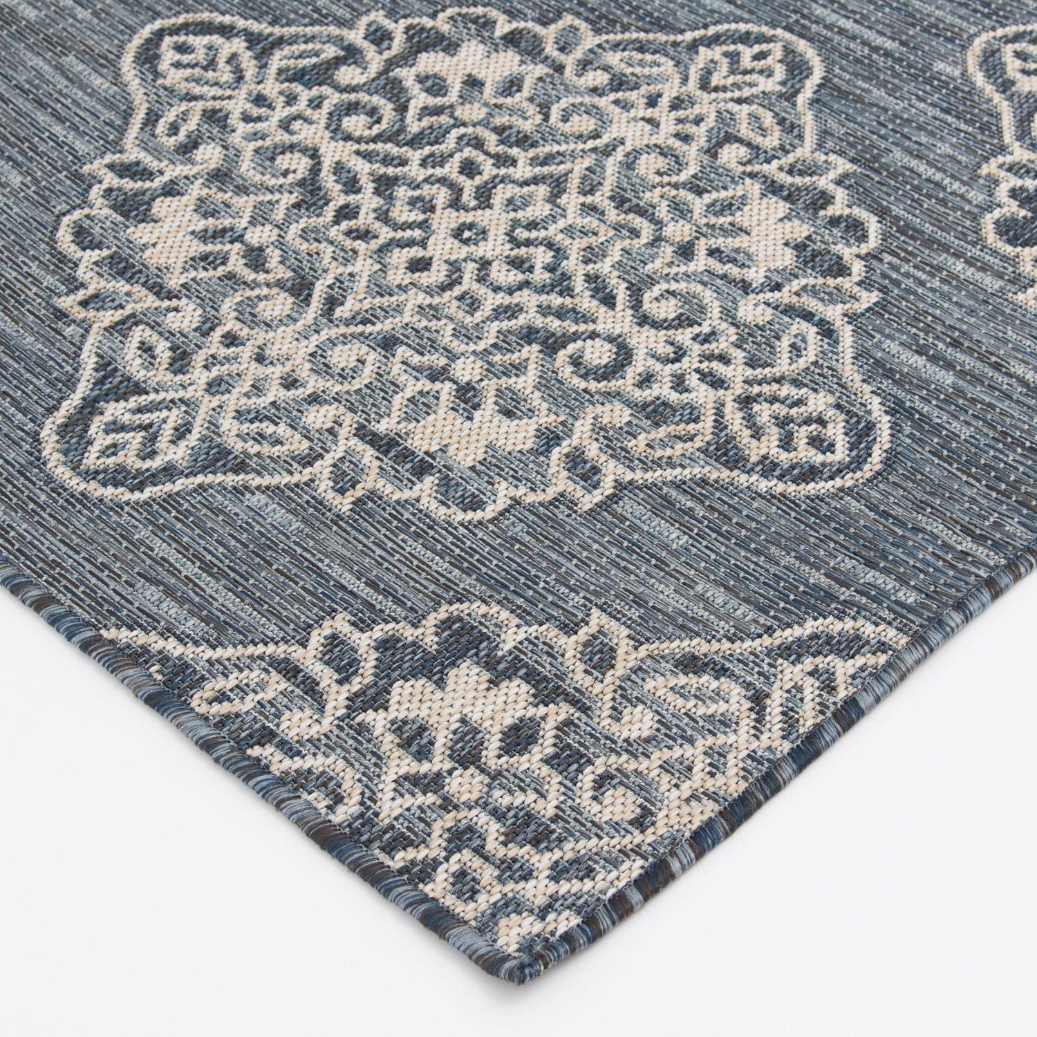Hayweld Lagoon Blue and White Woven Area Rug