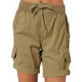 thumbnail image 1 of Innerwin Shorts Été Décontractés Cargo pour Femmes Short de Travail Extensible Lin Kaki Foncé S, 1 of 7