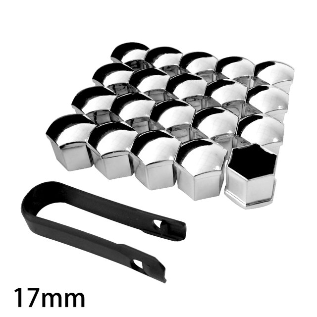 17mm 20PCS Universal Car Wheel Screw Tire Nut Decorative Protective Cover Silver