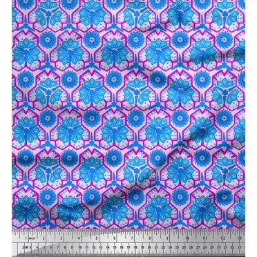 Soimoi Cotton Duck Fabric Flower Artistic Printed Craft Fabric by The Yard 42 Inch Wide