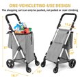 thumbnail image 4 of LEUYA ABC Chariot d'Épicerie, Chariot de Magasinage à 4 Roues, Chariot de Magasinage en Aluminium 46 L avec Sac Isotherme, Poignée Réglable, Chariot de Magasinage Pliant (Gris), 4 of 8