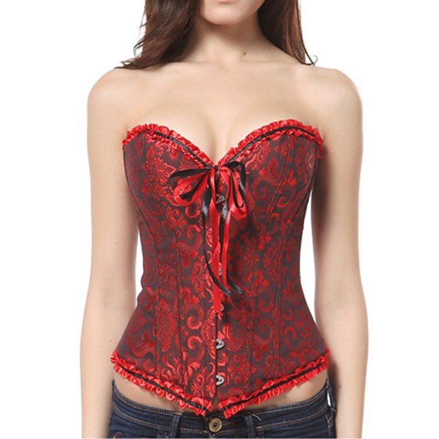Corsets Bustiers pour Femmes Haut Brodé à Armatures Grande Taille