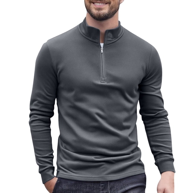 Dagugfen Quarter Zipper Pullover Men Long Sleeve Slim Fitted Thermal Base Layer Running Workout Tops