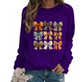 thumbnail image 2 of QATAINLAV Chandails à Manches Longues pour Femmes pour la Sensibilisation au Cancer du Sein, Mignon Chandail à Col Rond Imprimé Blouse 2025 Automne Tunique Décontractée Hauts Offres du Jour d'Aujourd'hui Violet TG, 2 of 5
