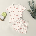 thumbnail image 2 of Ensemble de Pyjama à Manches Courtes à Imprimé Floral pour Filles, Tenue de Jeu Douce pour Tout-Petits et Jeunes, Confortable, Col Rond, Deux Pièces, 2 of 3