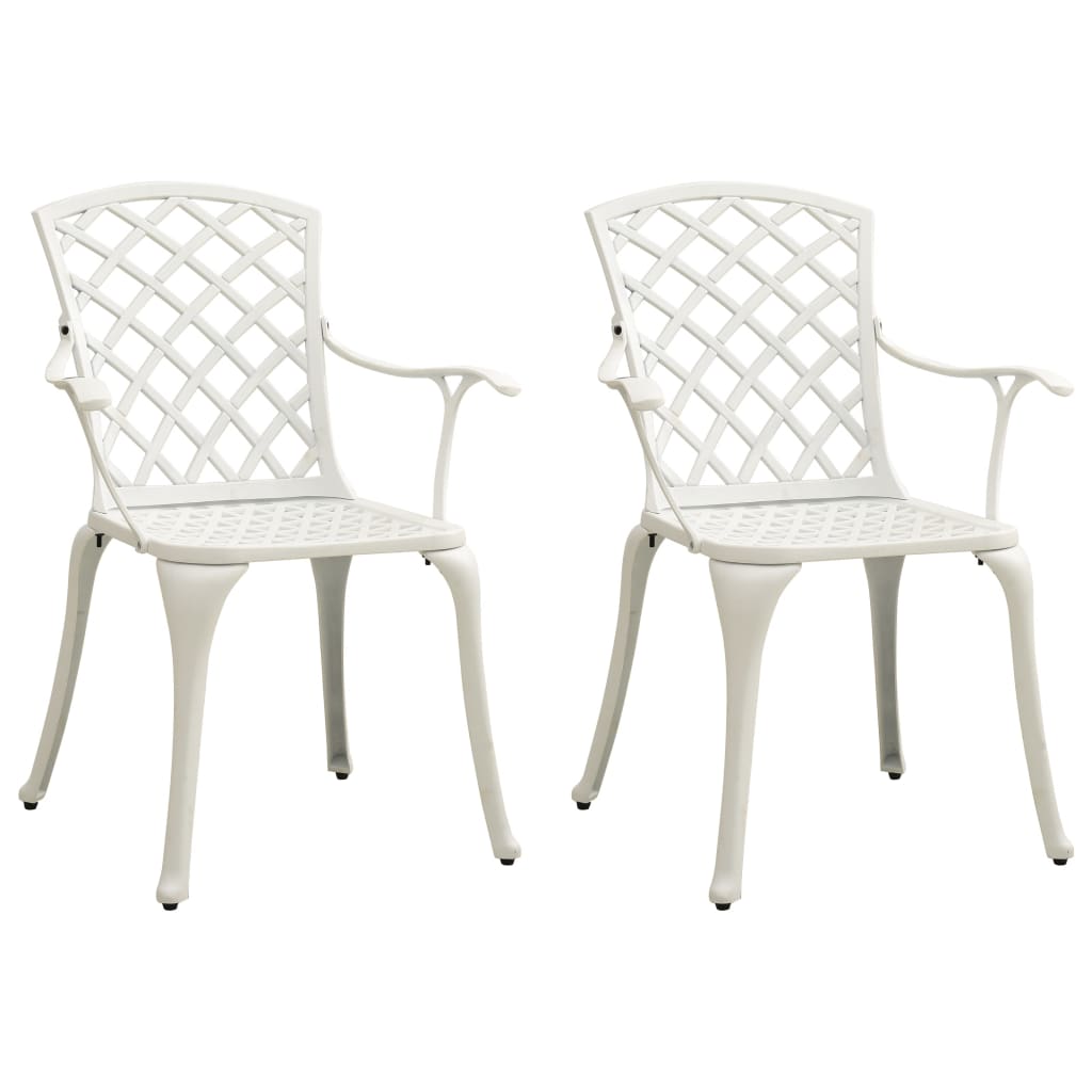 vidaXL Chaises de Jardin 2 Pcs Aluminium Moulé Blanc